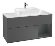 Тумба под раковину Villeroy & Boch Finion 120х50,1 см с подсветкой МДФ антрацит матовый лак/стекло белое матовое F421HGGK