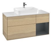 Тумба під раковину Villeroy & Boch Finion 120х50,1 см із підсвічуванням МДФ шпон дуба/скло біле матове F421HGPC