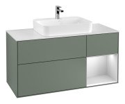 Тумба под раковину Villeroy & Boch Finion 120х50,1 см с подсветкой МДФ оливковый матовый лак/стекло белое матовое F421MTGM
