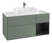 Тумба під раковину Villeroy & Boch Finion 120х50,1 см із підсвічуванням МДФ оливковий матовий лак/скло біле матове F421PDGM