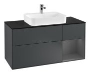 Тумба під раковину Villeroy & Boch Finion 120х50,1 см із підсвічуванням МДФ темно-синій матовий лак/скло чорне матове F422GKHG