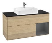 Тумба під раковину Villeroy & Boch Finion 120х50,1 см із підсвічуванням МДФ шпон дуба/скло чорне матове F422GKPC