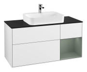 Тумба под раковину Villeroy & Boch Finion 120х50,1 см с подсветкой МДФ глянцевый белый лак/стекло черное матовое F422GMGF