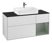Тумба под раковину Villeroy & Boch Finion 120х50,1 см с подсветкой МДФ белый матовый лак/стекло черное матовое F422GMMT