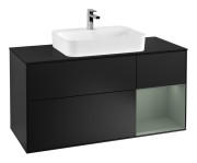 Тумба под раковину Villeroy & Boch Finion 120х50,1 см с подсветкой МДФ черный матовый лак/стекло черное матовое F422GMPD