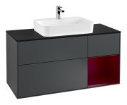 Тумба під раковину Villeroy & Boch Finion 120х50,1 см із підсвічуванням МДФ темно-синій матовий лак/скло чорне матове F422HBHG