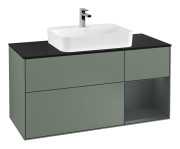 Тумба под раковину Villeroy & Boch Finion 120х50,1 см с подсветкой МДФ оливковый матовый лак/стекло черное матовое F422HGGM