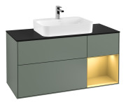 Тумба под раковину Villeroy & Boch Finion 120х50,1 см с подсветкой МДФ оливковый матовый лак/стекло черное матовое F422HFGM