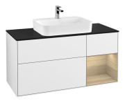 Тумба під раковину Villeroy & Boch Finion 120х50,1 см із підсвічуванням МДФ білий глянцевий лак/скло чорне матове F422PCGF