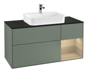 Тумба під раковину Villeroy & Boch Finion 120х50,1 см із підсвічуванням МДФ оливковий матовий лак/скло чорне матове F422PCGM