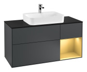 Тумба под раковину Villeroy & Boch Finion 120х50,1 см с подсветкой МДФ темно-синий матовый лак/стекло черное матовое F422HFHG