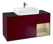 Тумба под раковину Villeroy & Boch Finion 120х50,1 см с подсветкой МДФ пион матовый лак/стекло черное матовое F422PCHB