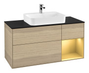 Тумба под раковину Villeroy & Boch Finion 120х50,1 см с подсветкой МДФ шпон дуба/стекло черное матовое F422HFPC