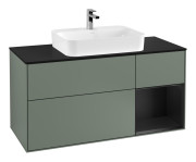 Тумба под раковину Villeroy & Boch Finion 120х50,1 см с подсветкой МДФ оливковый матовый лак/стекло черное матовое F422PDGM