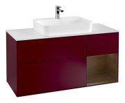 Тумба под раковину Villeroy & Boch Finion 120х50,1 см с подсветкой МДФ пион матовый лак/стекло белое матовое G421GNHB