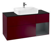 Тумба под раковину Villeroy & Boch Finion 120х50,1 см с подсветкой МДФ пион матовый лак/стекло черное матовое F422HGHB