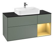 Тумба под раковину Villeroy & Boch Finion 120х50,1 см с подсветкой МДФ оливковый матовый лак/стекло черное матовое F422HFGM