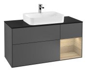 Тумба під раковину Villeroy & Boch Finion 120х50,1 см із підсвічуванням МДФ антрацит матовий лак/скло чорне матове F422PCGK