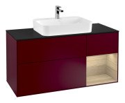 Тумба под раковину Villeroy & Boch Finion 120х50,1 см с подсветкой МДФ пион матовый лак/стекло черное матовое F422PCHB