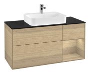 Тумба під раковину Villeroy & Boch Finion 120х50,1 см із підсвічуванням МДФ шпон дуба/скло чорне матове F422PCPC