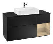 Тумба под раковину Villeroy & Boch Finion 120х50,1 см с подсветкой МДФ черный матовый лак/стекло черное матовое F422PCPD