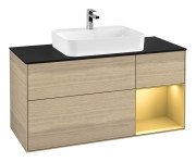 Тумба під раковину Villeroy & Boch Finion 120х50,1 см із підсвічуванням МДФ шпон дуба/скло чорне матове F422HFPC