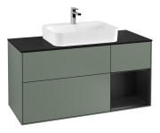 Тумба под раковину Villeroy & Boch Finion 120х50,1 см с подсветкой МДФ оливковый матовый лак/стекло черное матовое F422PDGM