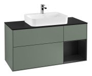 Тумба під раковину Villeroy & Boch Finion 120х50,1 см із підсвічуванням МДФ оливковий матовий лак/скло чорне матове F422PDGM