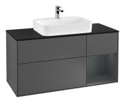 Тумба під раковину Villeroy & Boch Finion 120х50,1 см із підсвічуванням МДФ антрацит матовий лак/скло чорне матове F422HGGK