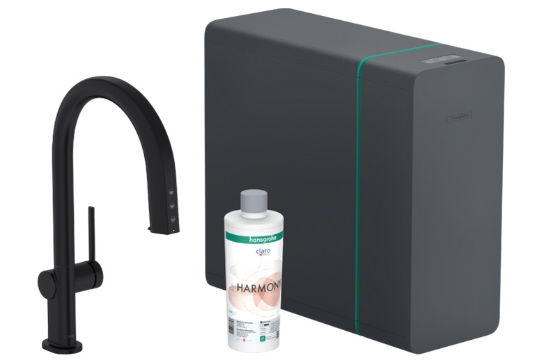 Змішувач для кухні Hansgrohe Aqittura M91 SodaSystem висувний вилив sbox матовий чорний 76838670