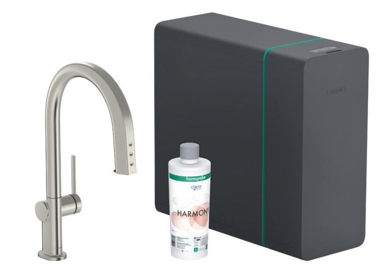 Змішувач для кухні Hansgrohe Aqittura M91 SodaSystem висувний вилив sbox нержавіюча сталь 76838800