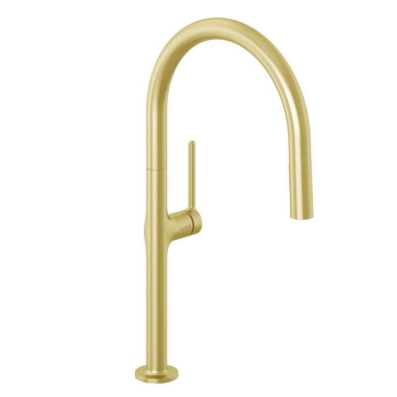 Змішувач для кухні Kludi Reef з висувною лійкою брашоване золото 50851N075