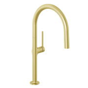 Смеситель для кухни Kludi Reef с выдвижной лейкой брашированное золото 50851N075
