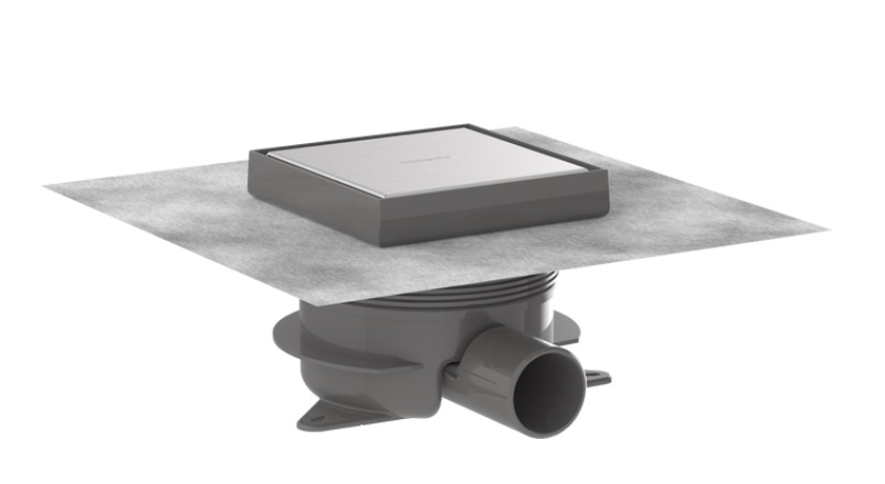 Зливний трап для душу Hansgrohe RainDrain Spot Plus 150х150 матова нержавіюча сталь 56226800