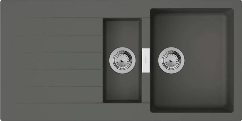 Мойка для кухни Hansgrohe S52 S520-F480 100х50 см крыло слева SilicaTec серый камень 43357290
