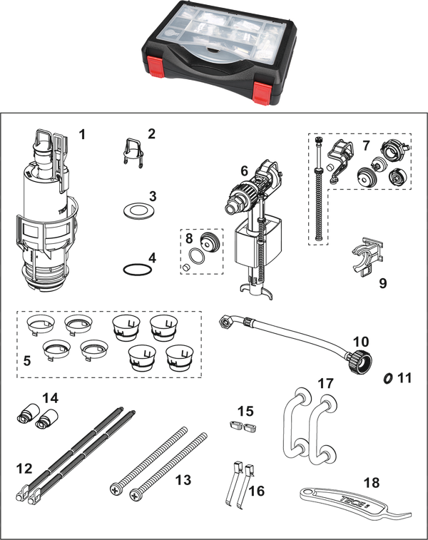 Комплект запасных частей TECE TECEprofil для бачка Uni 750 9820599