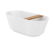 Ванна зі штучного каменю Roca Tura 170х75 см з LED-підсвічуванням та дерев'яною полицею Stonex® білий A248672000