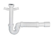 Сифон для кухонной мойки McAlpine 1½х50 с гофротрубой полипропилен белый HC7-CCFL