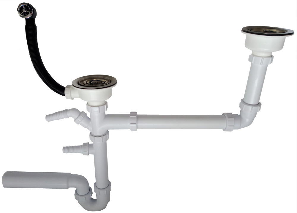 Сифон для кухонної мийки McAlpine подвійний з підключенням до пральної машини HC7-DOUBLE