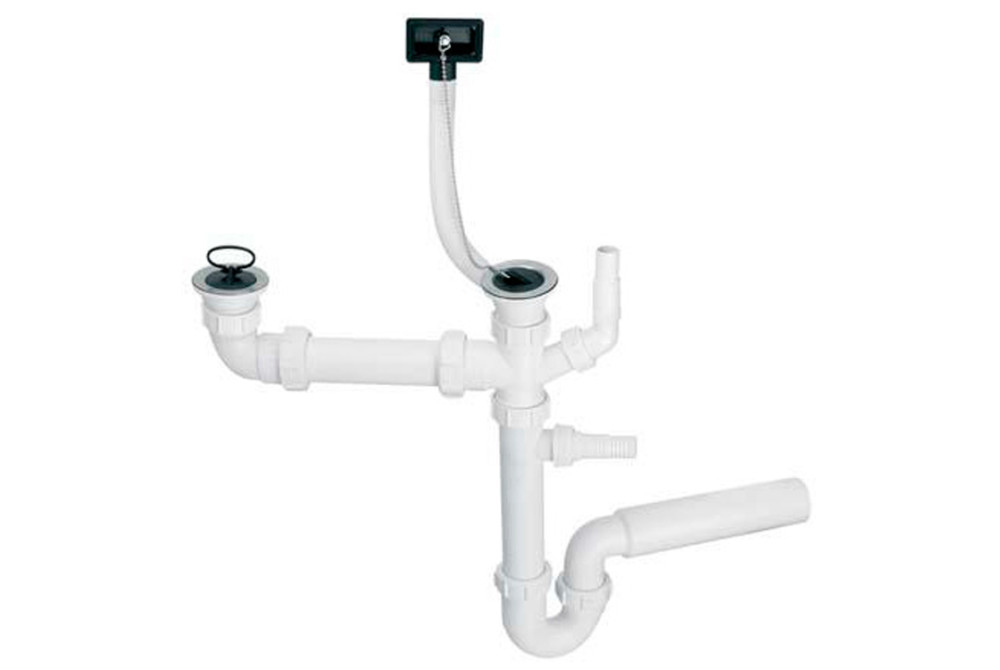  	Сифон для кухонной мойки McAlpine двойной с подключением к стиральной машине HC7+DO2-U