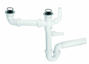 Сифон для кухонной мойки McAlpine двойной с подключением к стиральной машине HC7+DO2-W