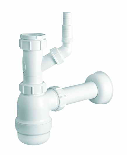 Сифон для кухонної мийки McAlpine із підключенням до пральної машини поліпропілен білий HC2WM-40