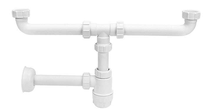 Сифон для раковини McAlpine без зливу 1¼ подвійний пластик білий HC2+PIPE