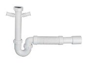 Сифон для кухонной мойки McAlpine 1½х50 с гофротрубой полипропилен белый HC7-CCFL