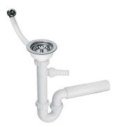 Сифон для кухонной мойки McAlpine 1½х50 со сливом и переливом хром HC7+FSW50P-25