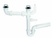 Сифон для кухонної мийки McAlpine двойной с подключением к стиральной машине HC7+DO2-W