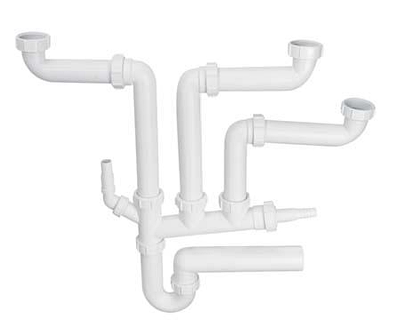 Сифон для кухонної мийки McAlpine багатофункціональний поліпропілен білий SSK3-50