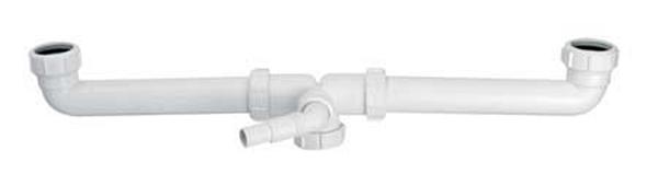 Сифон для двох кухонних мийок McAlpine з трійником 1½ з підключенням до пральної машини HC11