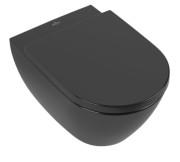Підвісний унітаз Villeroy & Boch Subway 2.0 37х56 см з кришкою санітарна кераміка Pure Black CeramicPlus 5614R0R7+8M42S1R7