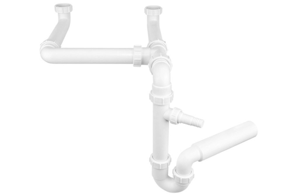Сифон для кухонной мойки McAlpine двойной 1½х50 без сливов с подключением к стиральной машине HC7-SSK-POL